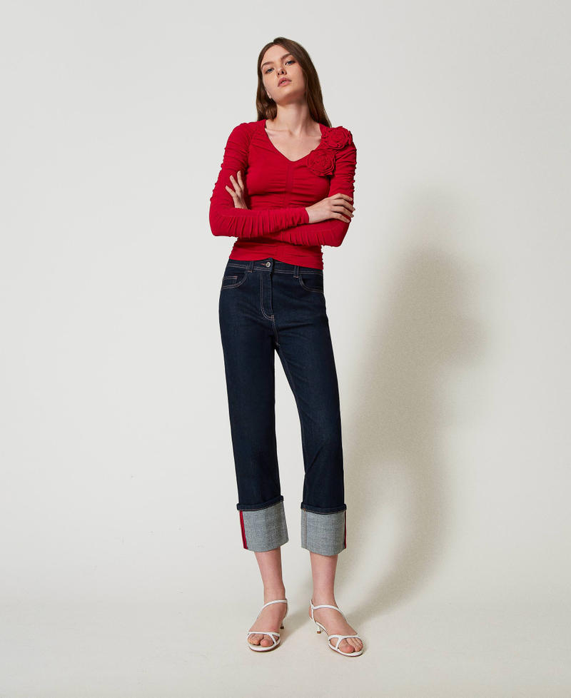 Cropped-Jeans mit Aufschlag Rinse-Denim Frau 251AP2352_06295_01