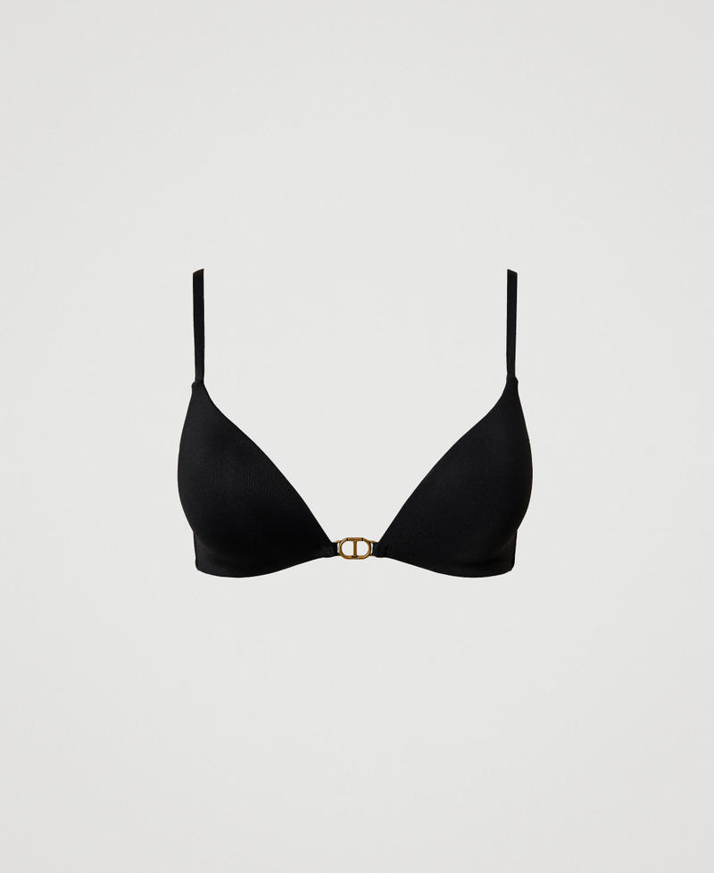 Padded triangle bikini top with Oval T Black Woman 251LBMB33_00006_S0