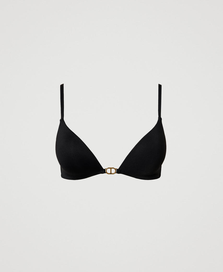 Padded triangle bikini top with Oval T Black Woman 251LBMB33_00006_S0