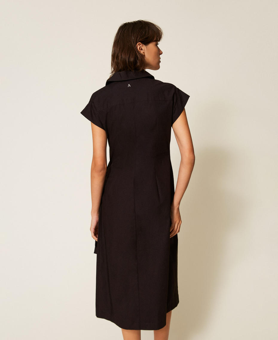 Robe midi en popeline recycl&eacute;e Noir Femme 261AP2086_00006_03