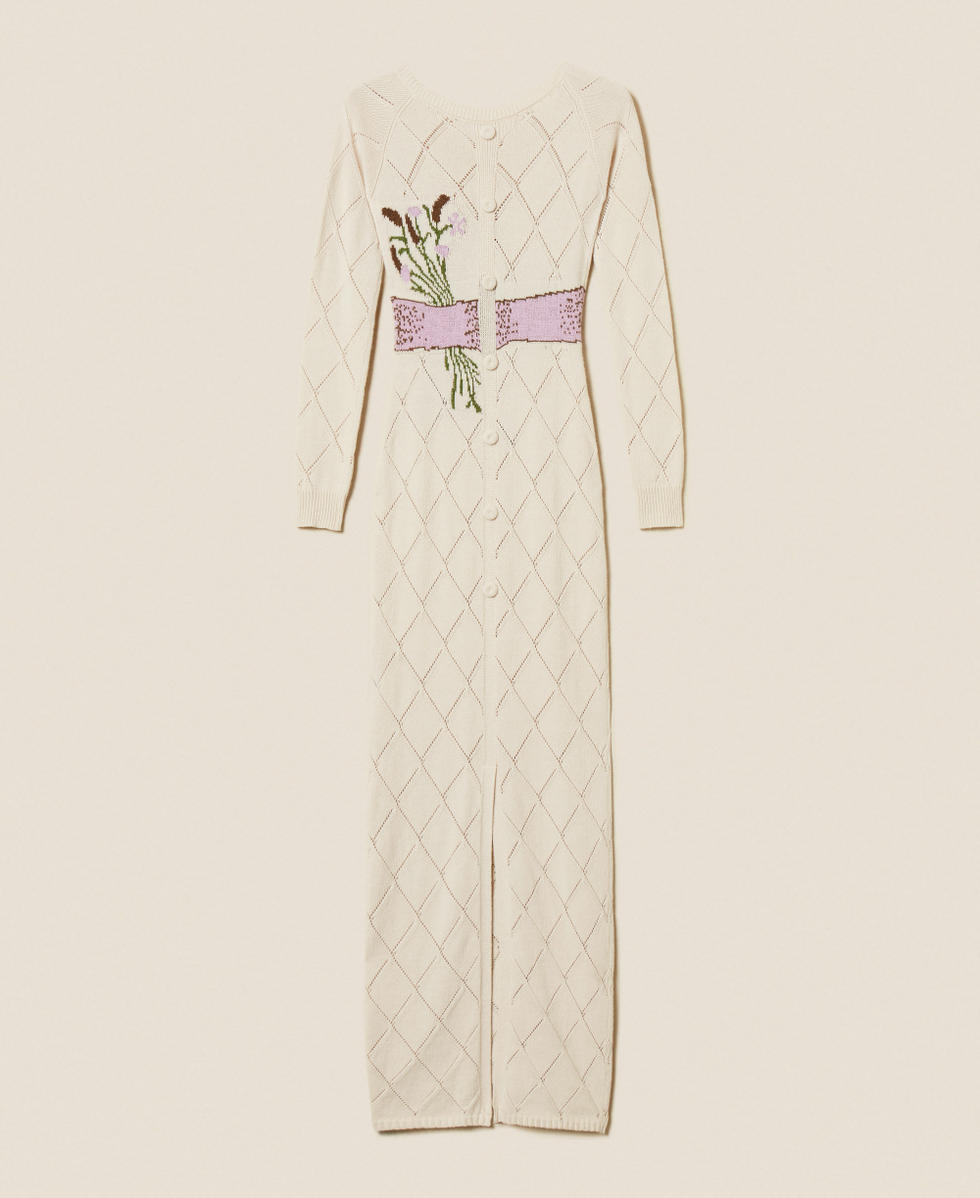 Robe longue en fil Treeblend avec incrustation Chantilly Femme 252TP3340_00522_S0