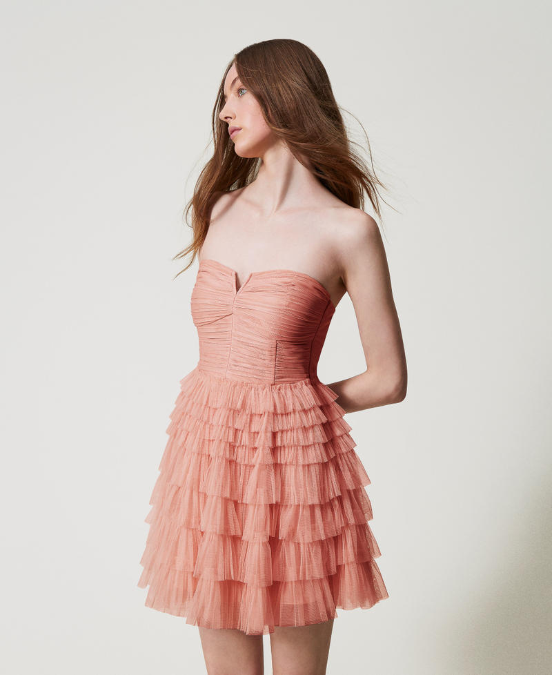 Abito corto bustier in tulle Dusty Coral Donna 251TQ2040_12364_01