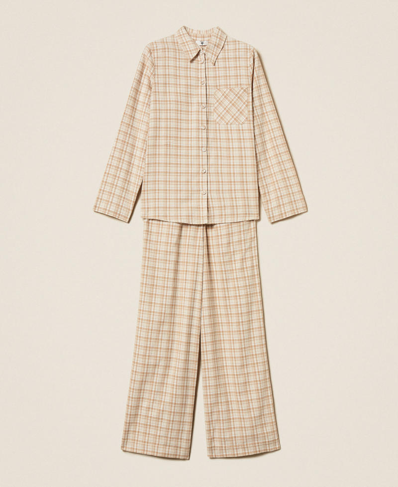 Mannish check pyjamas Camel Check Woman 252LL2ACC_12857_S0