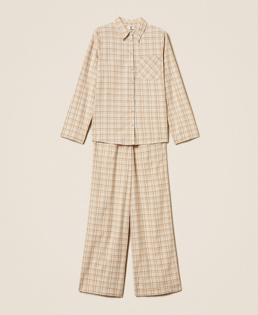 Mannish check pyjamas Camel Check Woman 252LL2ACC_12857_S0