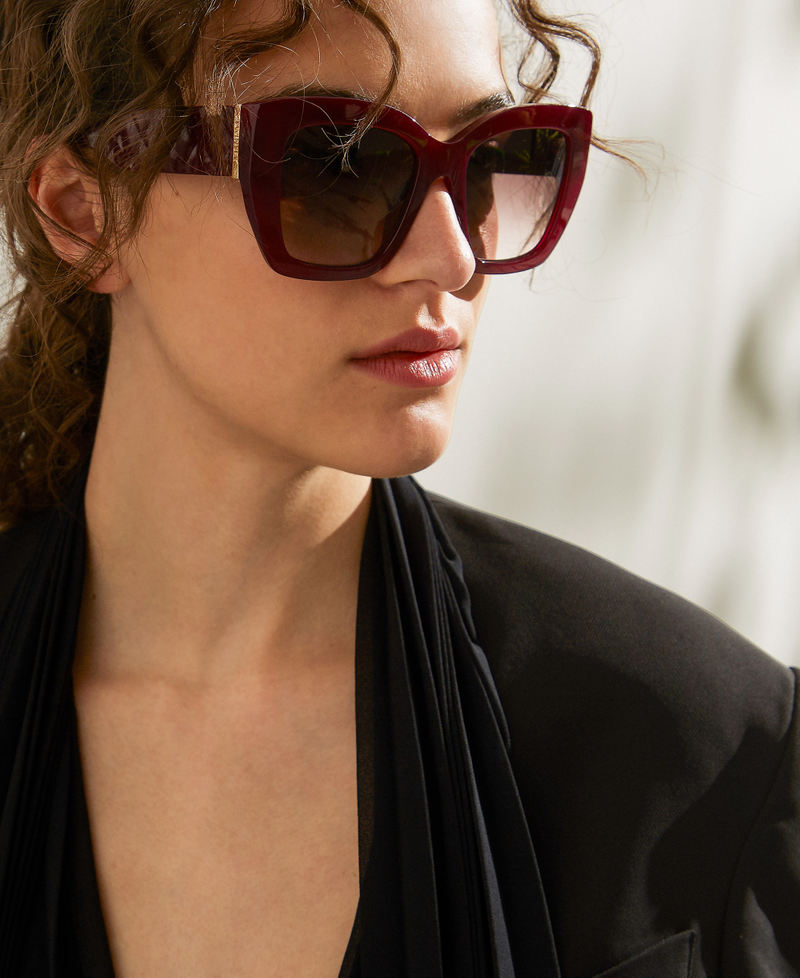 Opalescent oversized sunglasses Shiny Opal Bordeaux Woman 999TZ505A_12472_T0