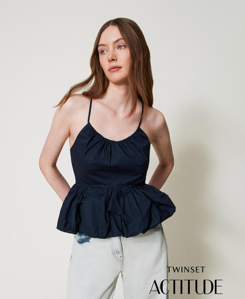 Poplin flounce top Deep Blue Woman 251AP2302_03585_PA