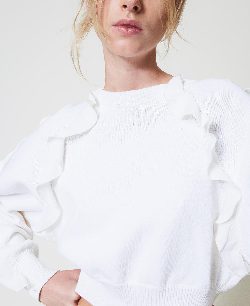 Kimono jumper with ruffles Sugar White Woman 251AP3180_00632_03