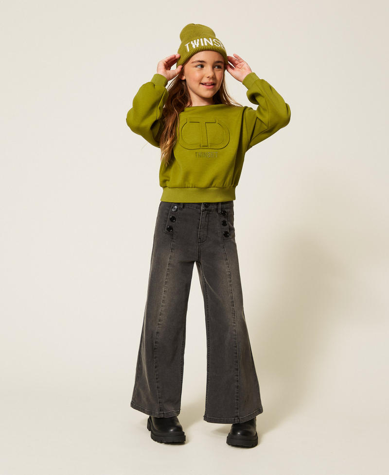 Scuba sweatshirt with Oval T Olive Oil Girl 252GJ205M_12576_T0