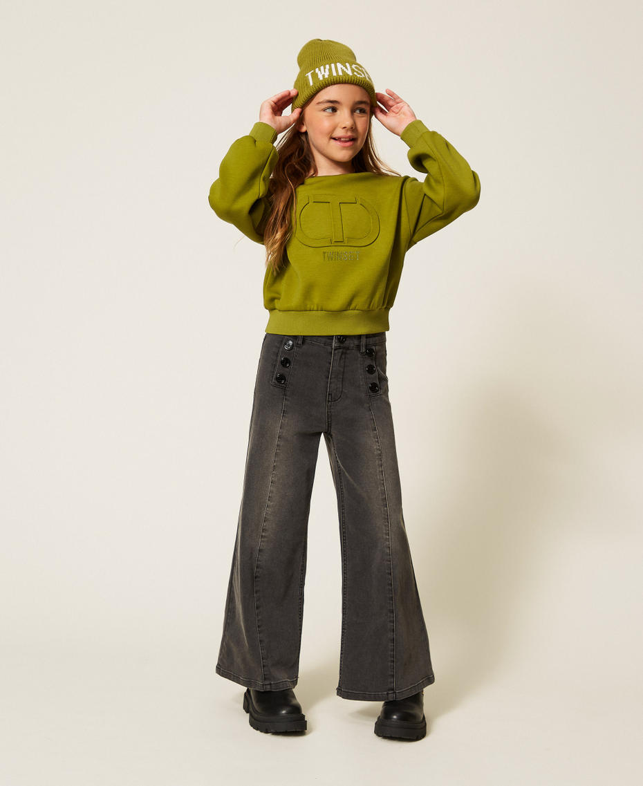 Scuba sweatshirt with Oval T Olive Oil Girl 252GJ205M_12576_T0