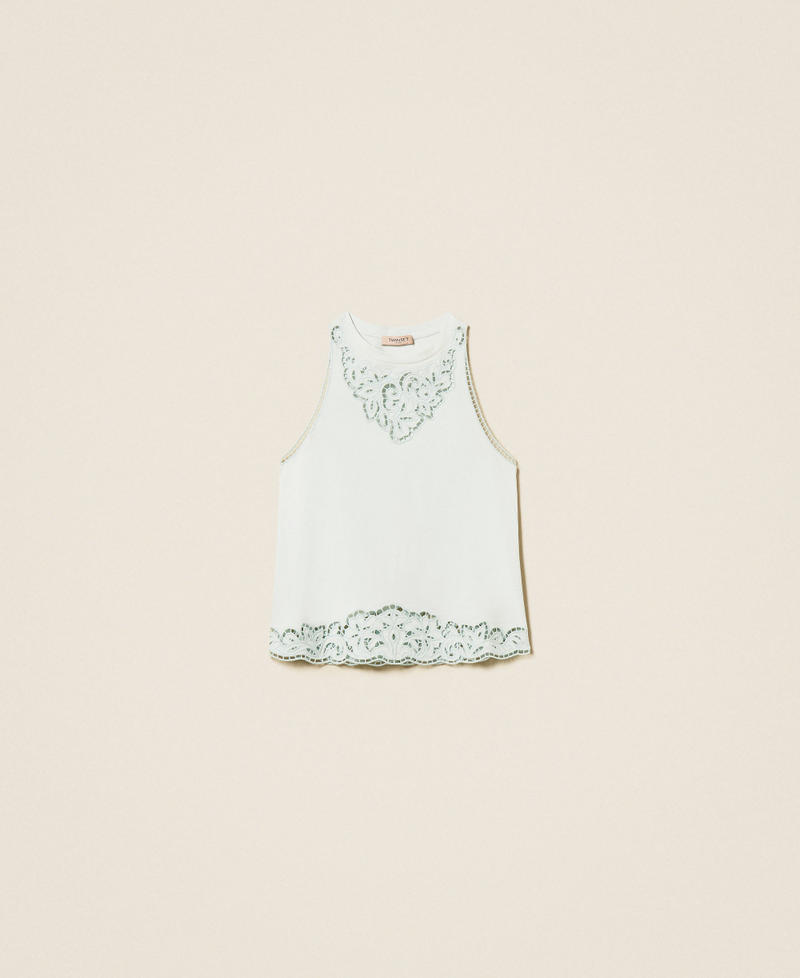 Top avec broderie incrust&eacute;e Bleu &laquo;&nbsp;Aqua&nbsp;&raquo; Femme 261TP2441_13162_S0