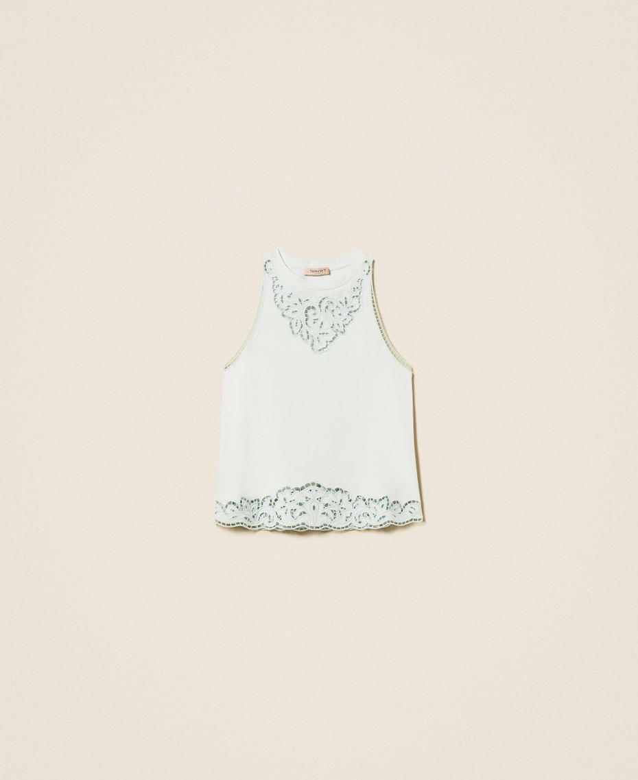 Top avec broderie incrust&eacute;e Bleu &laquo;&nbsp;Aqua&nbsp;&raquo; Femme 261TP2441_13162_S0