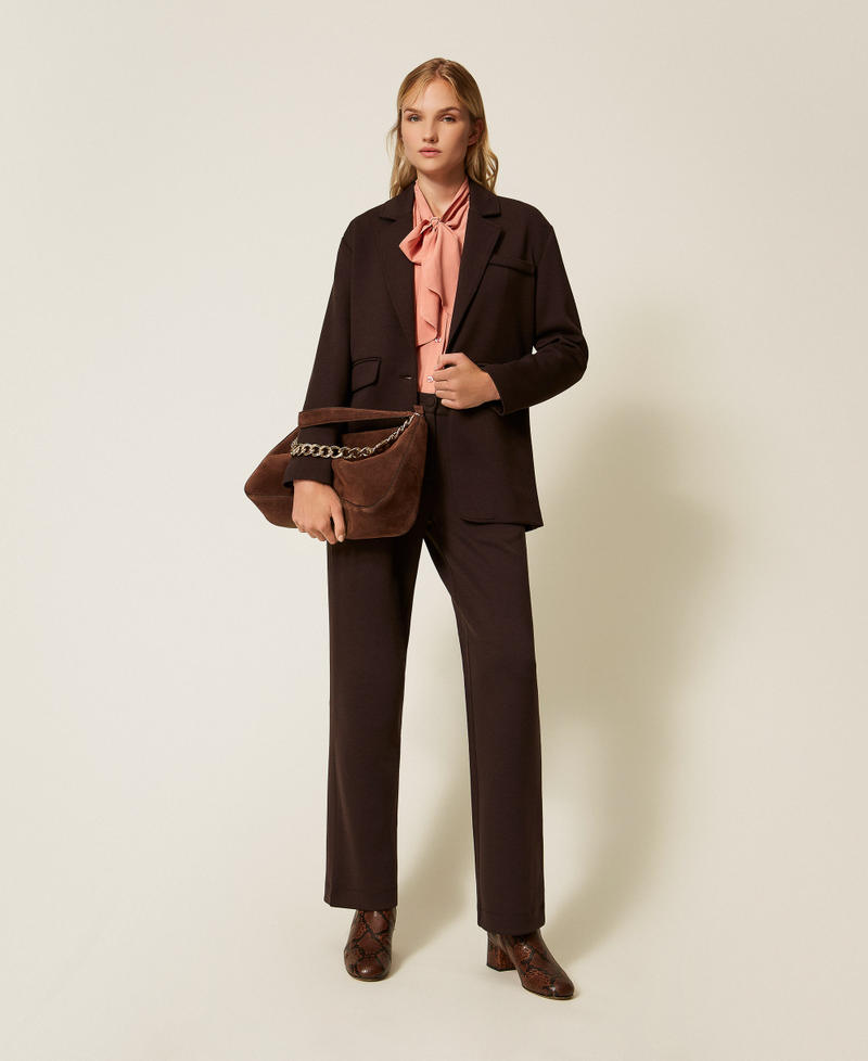 Oversized scuba jacket Black Chocolate Woman 252LI2LAA_11054_01