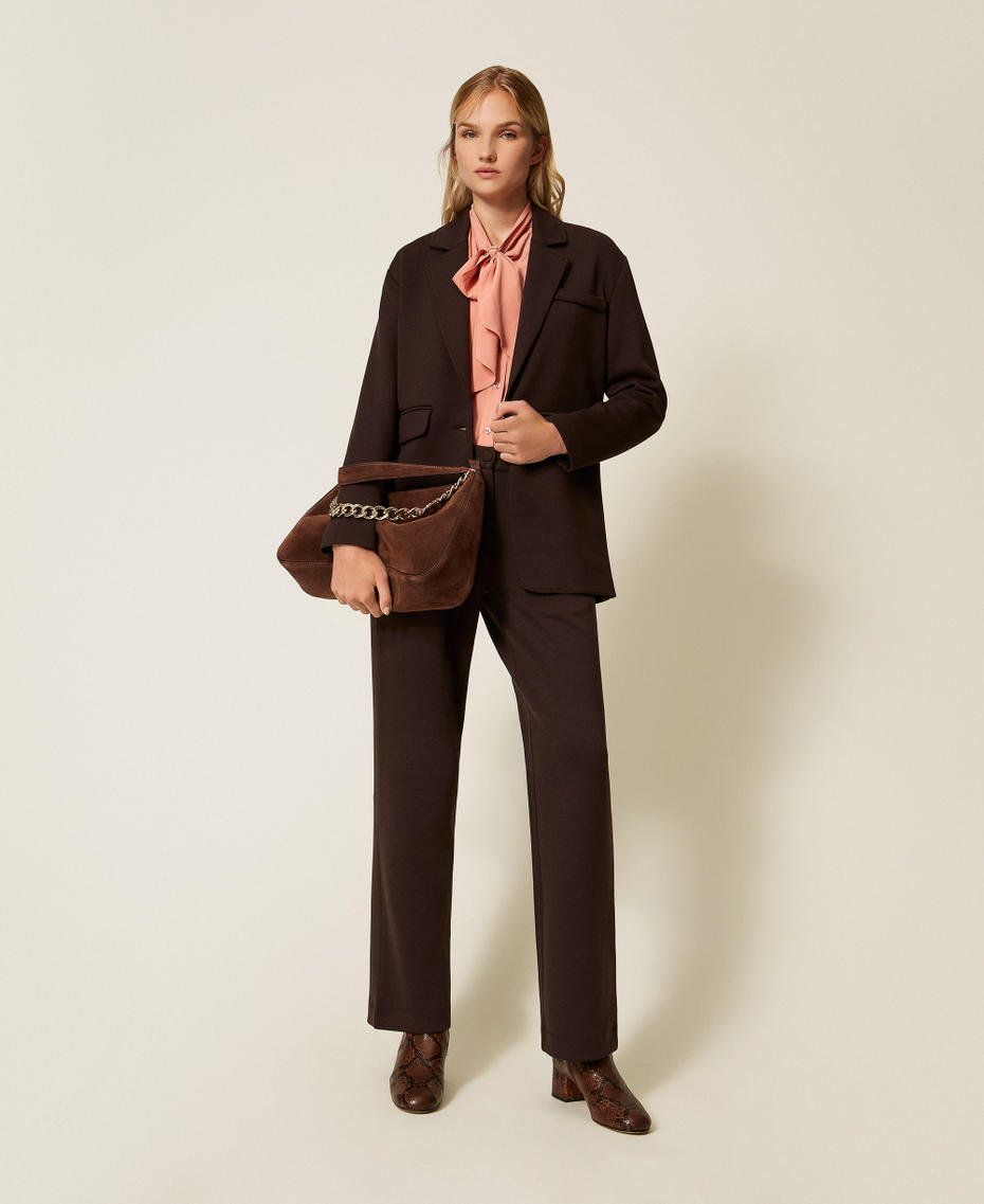 Oversized scuba jacket Black Chocolate Woman 252LI2LAA_11054_01