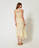 ワンピース Long tulle dress with pleated flounces TWINSET Milano