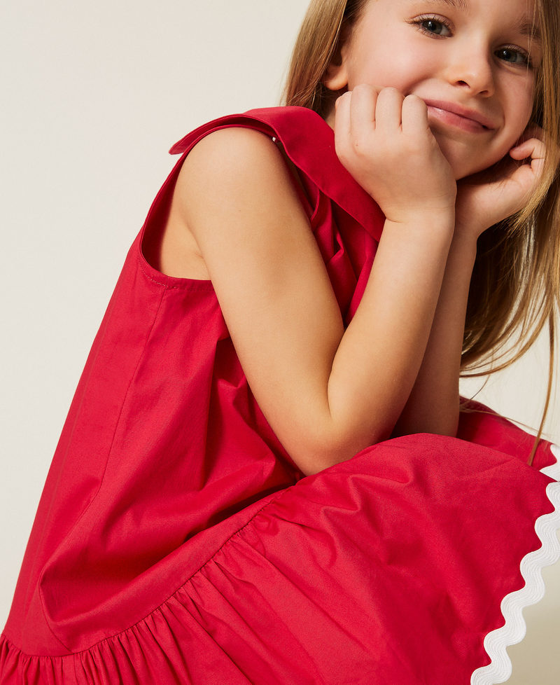 Robe courte pour fille en popeline avec petit col