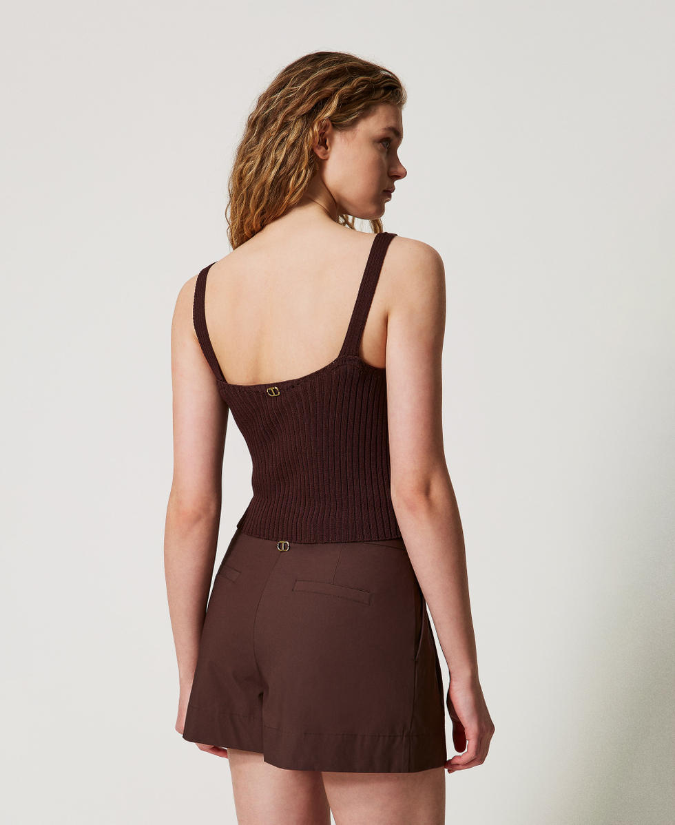 Short en popeline avec ceinture Coffee Femme 251TT2106_00203_03