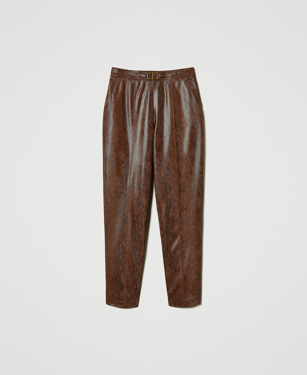 Scee by twin set Pantaloni a sigaretta effetto pelle lizard