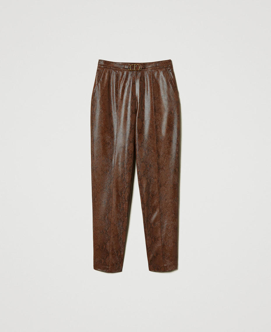 Lizard leather effect cigarette trousers Coffee / Black Lizard Print Woman 242TT2234_12052_S0