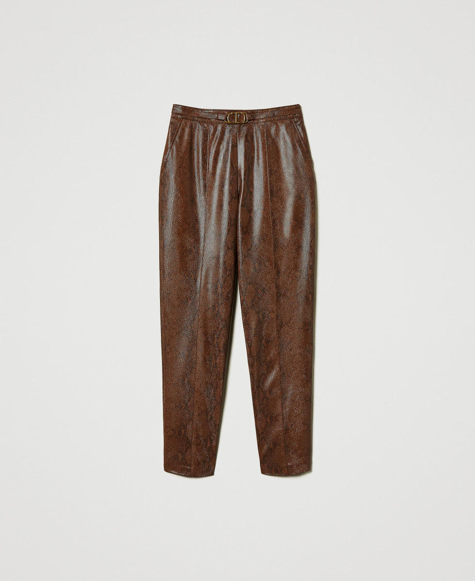 Pantalones pitillo efecto piel de lagarto Estampado Lizard Coffee / Black Mujer 242TT2234_12052_S0