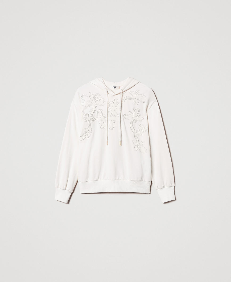 Sweat &agrave; capuche avec broderie White Cloud Femme 251LL2HBB_12105_S0
