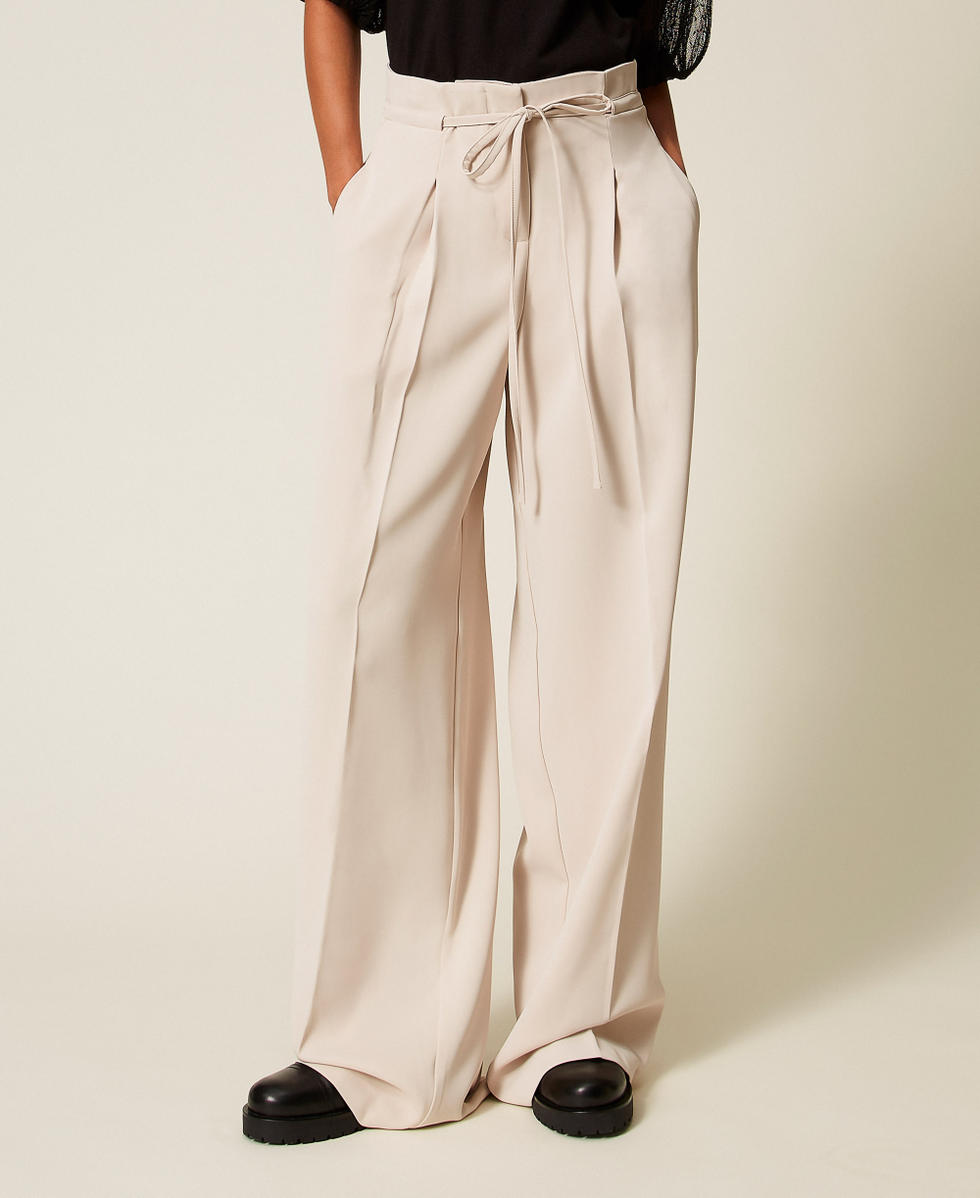 Pantal&oacute;n palazzo con cord&oacute;n Beige &laquo;Plaster&raquo; Mujer 252TF2011_12879_02