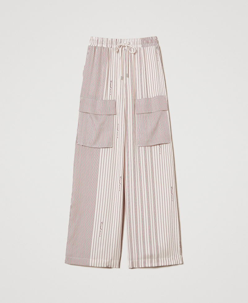 Satin palazzo trousers Funny Stripes Dark Love Potion Woman 251AP2200_12245_S0