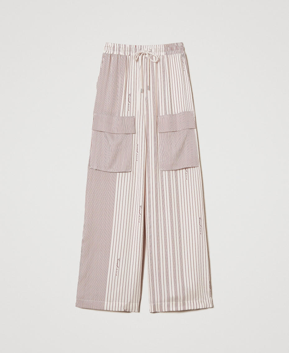 Satin palazzo trousers Funny Stripes Dark Love Potion Woman 251AP2200_12245_S0