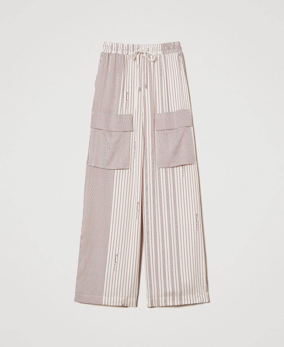 Satin palazzo trousers Funny Stripes Dark Love Potion Woman 251AP2200_12245_S0