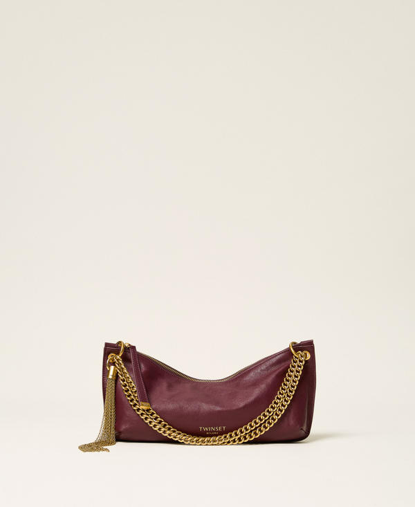 Leather hobo bag with tassel