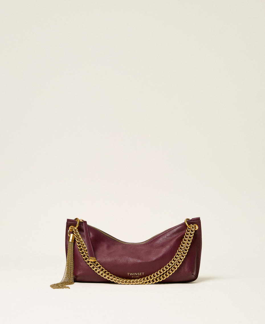 Hobo-Tasche aus Leder mit Quaste Bordeaux Frau 262TD8250_00020_01