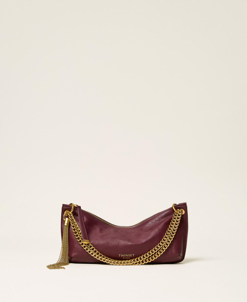 Borsa hobo in pelle con nappa Bordeaux Donna 262TD8250_00020_01