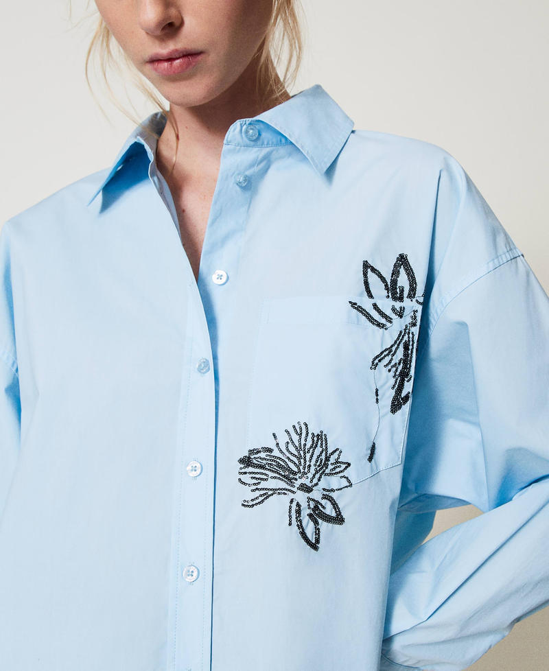 Shirt with sequin embroidery Light "Airy Blue" Woman 251TE2082_11256_04