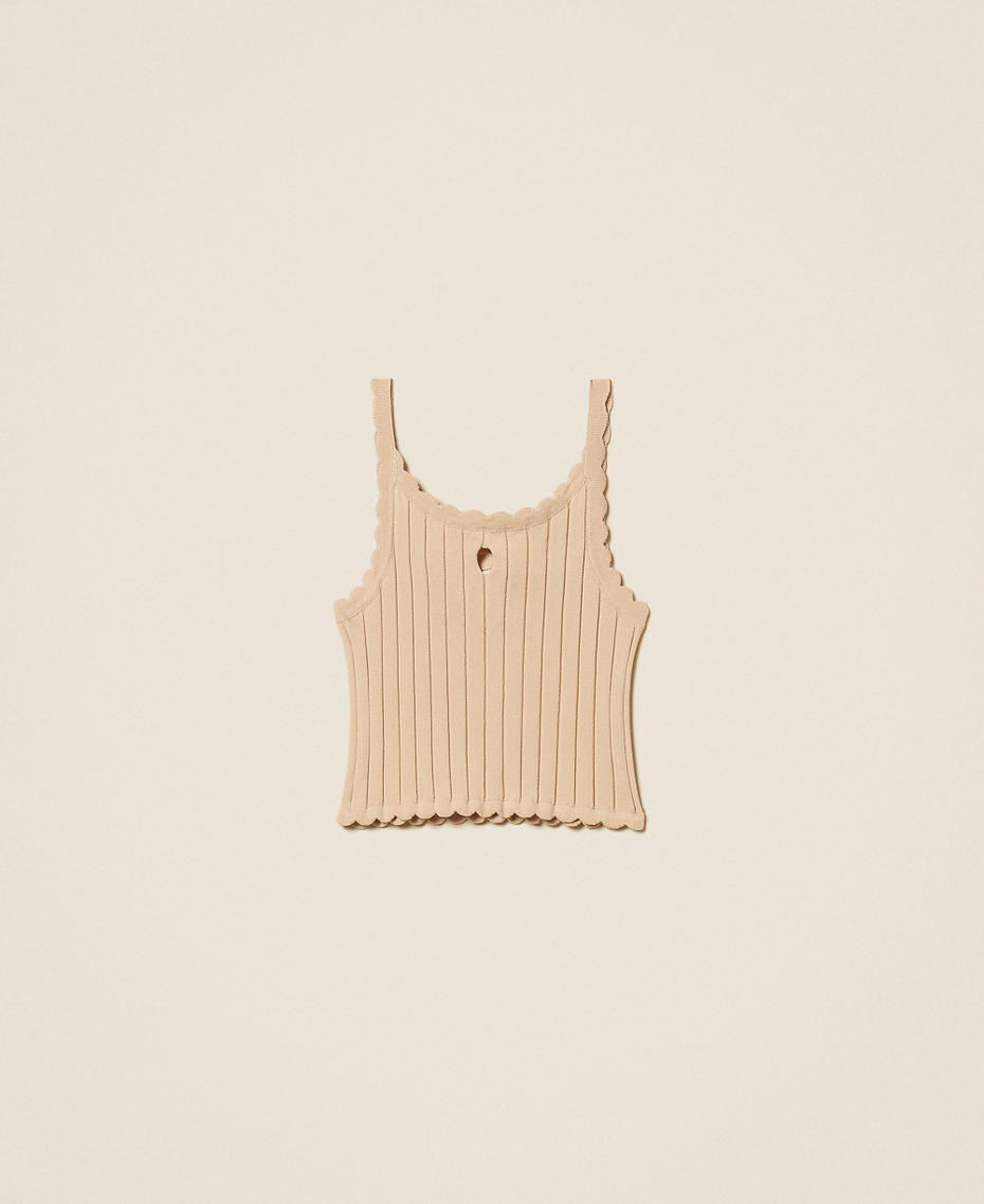 Rib knit cropped top Safari Beige Girl 261GJ3012_13191_S0