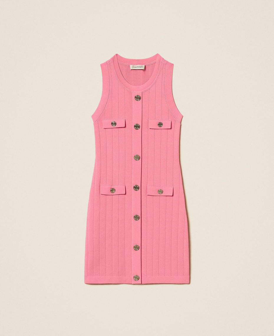 Kurzes Strickkleid mit Kn&ouml;pfen &bdquo;Aurora Pink&ldquo;-Rosa M&auml;dchen 261GJ3063_07207_S0