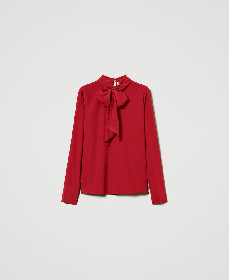Blusa misto seta con fiocco Rosso Veneziano Donna 242TT2341_00740_S0
