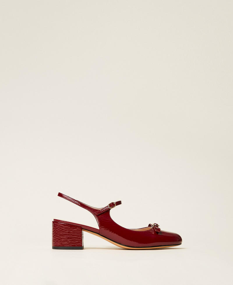 Faux patent leather sling back court shoes Bordeaux Woman 252TCP242_00020_01