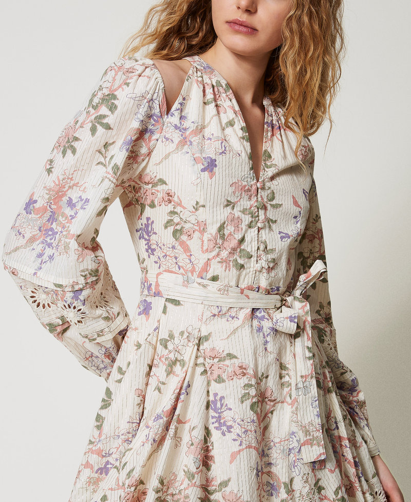 Short muslin dress with embroidery Multicolour/Lurex Floral Print Woman 251TT2154_12494_04