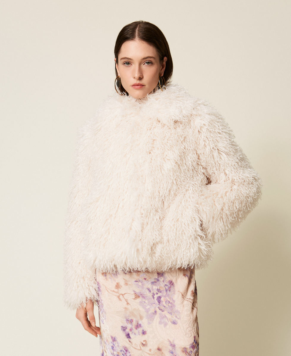Faux fur pea coat White Snow Woman 252TS2170_00282_04