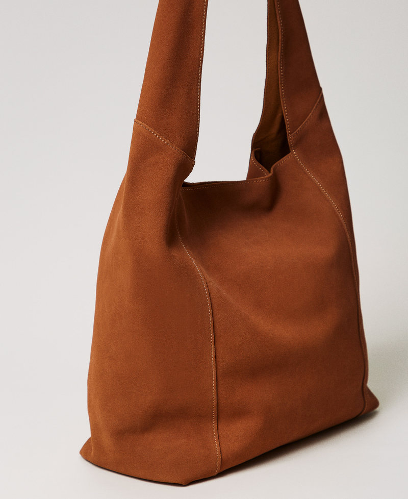 'Ventotene' suede hobo bag Amber Brown Woman 251TS8011_12368_02