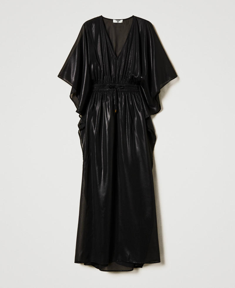 Long laminated georgette kaftan Black Woman 251LB2MBB_00006_S0