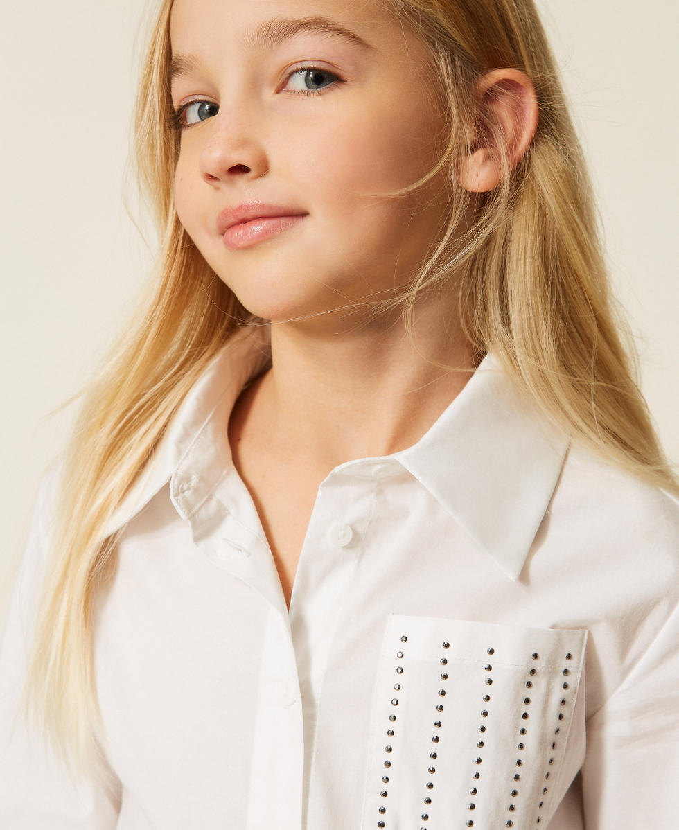 Camicia in popeline con borchie Off White Bambina 261GJ2018_00526_04