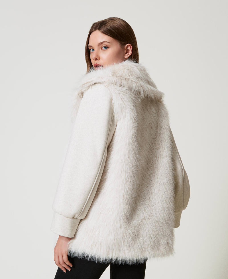 Cappotto in panno e faux fur