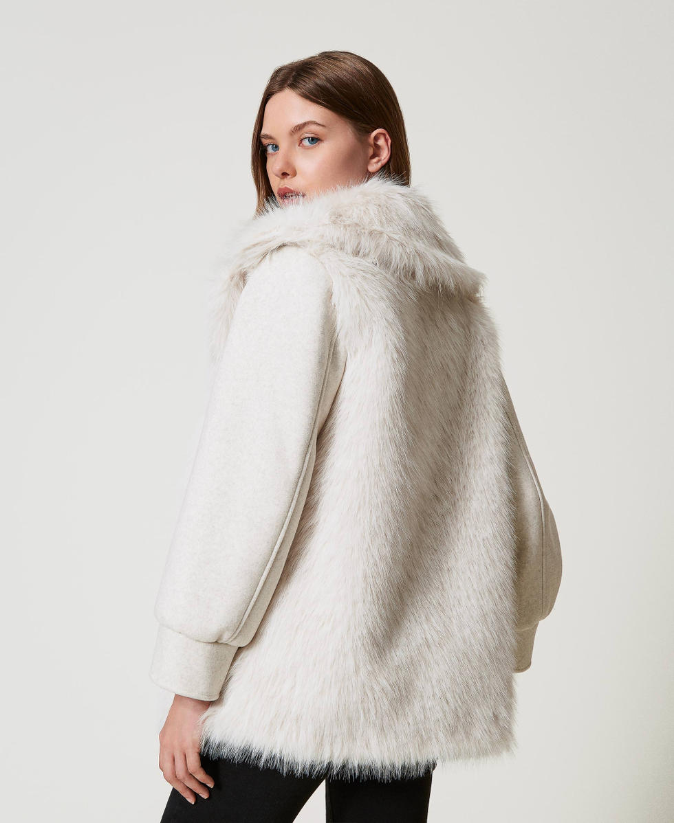 Faux fur coat off white cheap