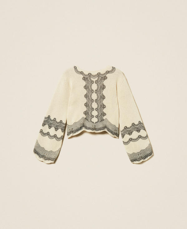 Wool blend jumper with placed print