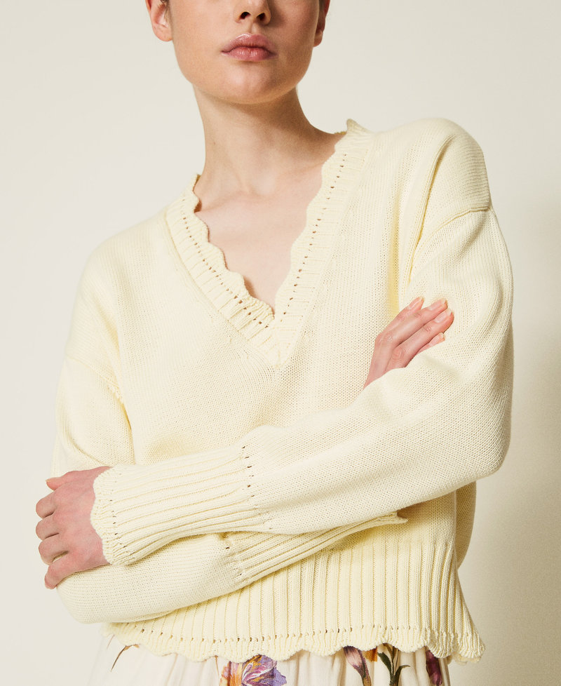 Scallop trim jumper Vanilla Woman 251TP3160_12143_04