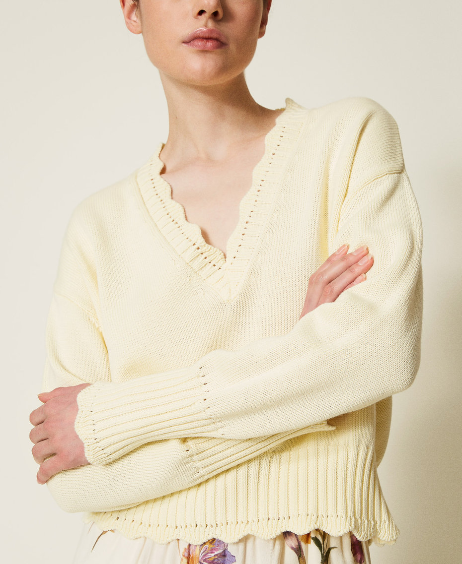 Scallop trim jumper Vanilla Woman 251TP3160_12143_04