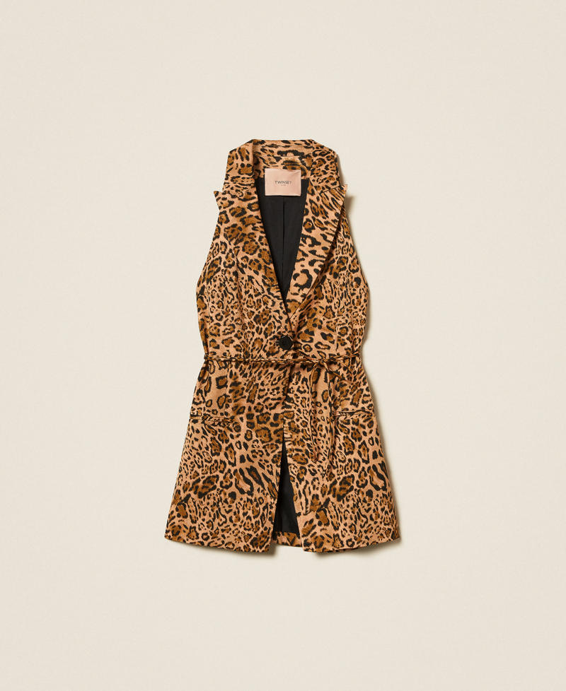 Gilet jacquard avec imprimé animalier Imprimé Animalier Coffee/Marron « Land » Femme 252TP2473_12737_S0