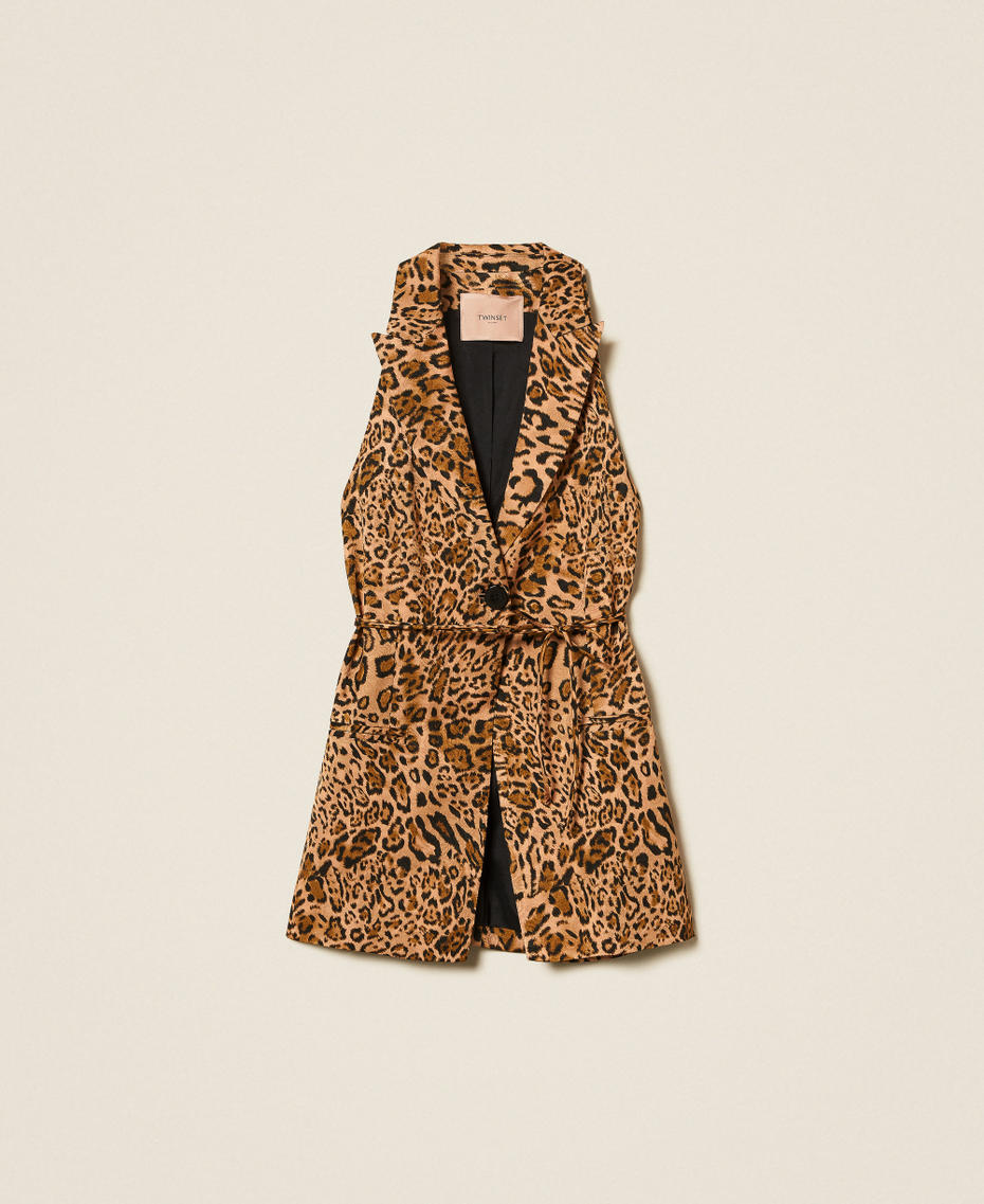 Gilet jacquard avec imprimé animalier Imprimé Animalier Coffee/Marron « Land » Femme 252TP2473_12737_S0