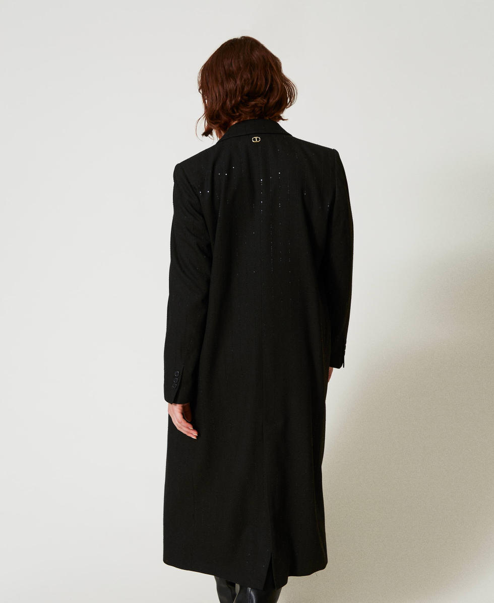 Manteau en drap avec sequins Noir Femme 242TT2164_00006_03