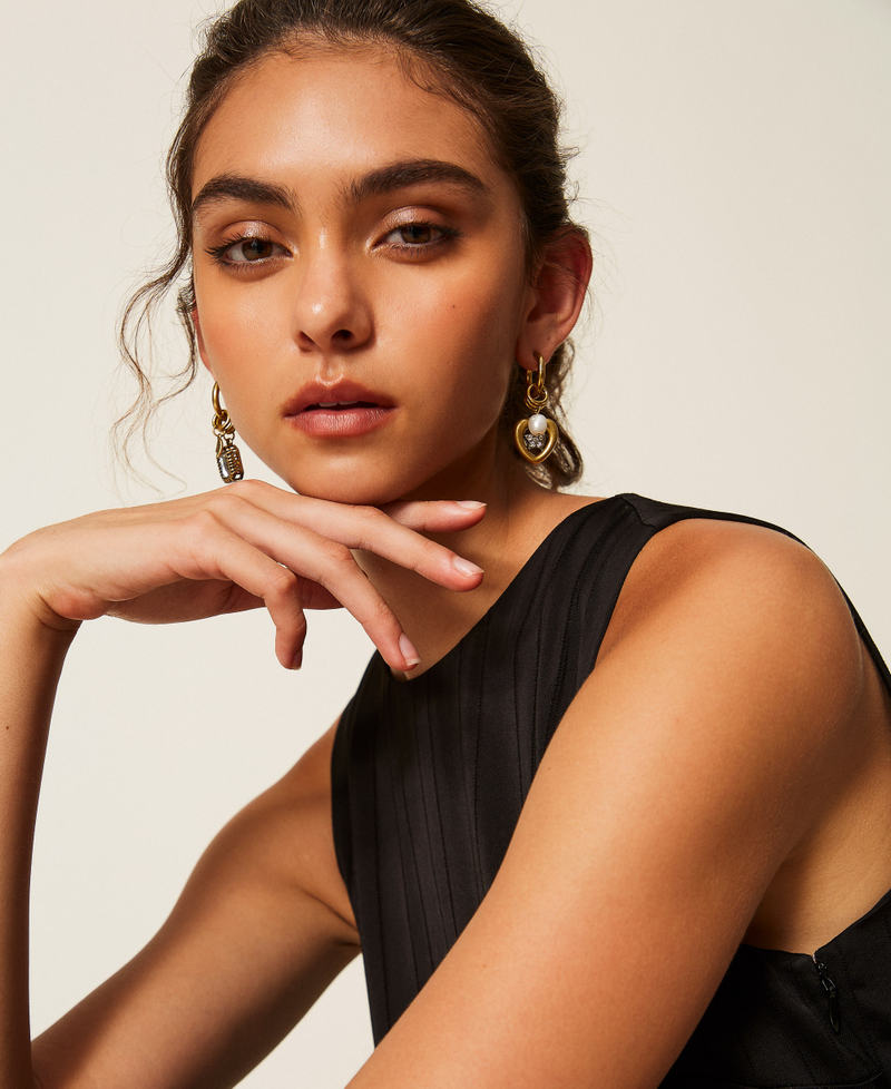 Hoop earrings with pendants Natural Old Gold Woman 262TO5391_13015_A0